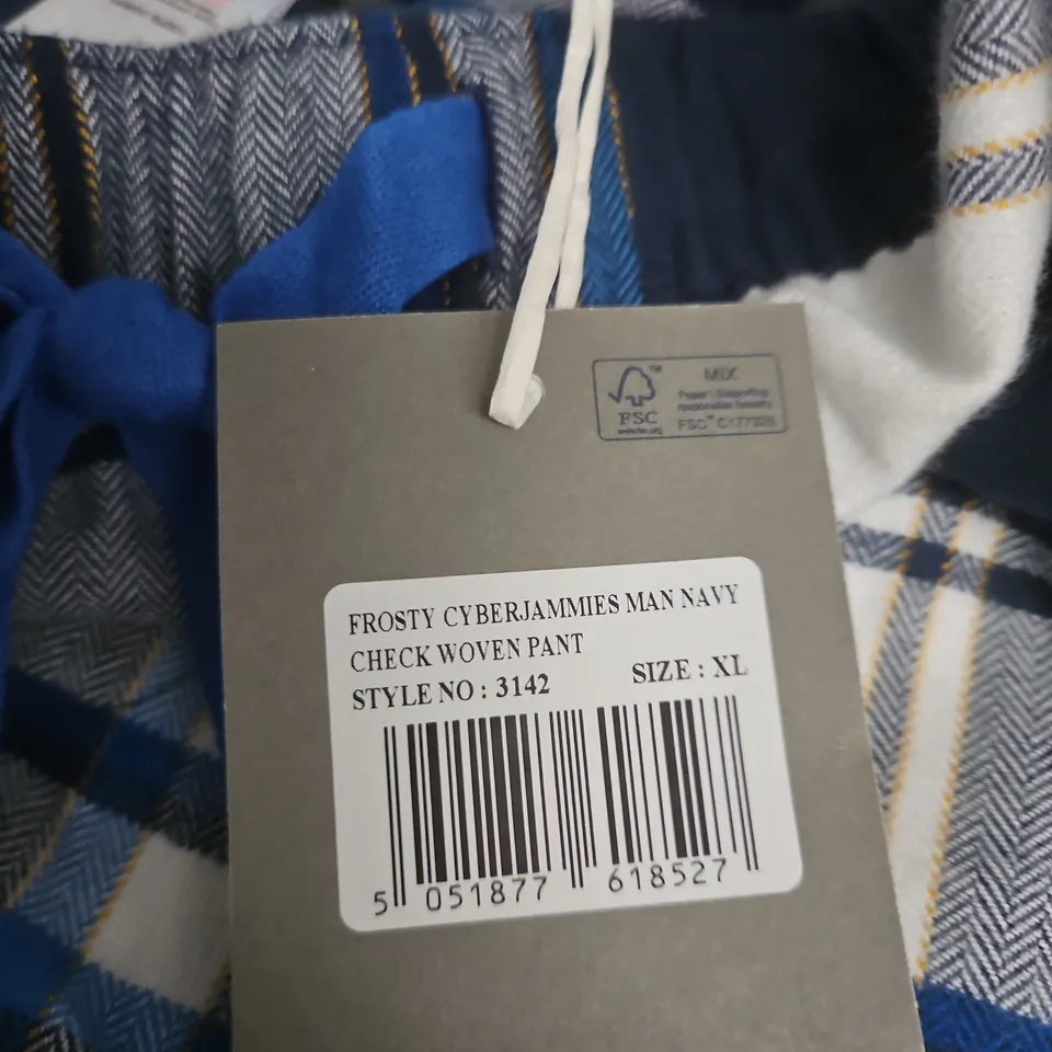 CYBERJAMMIES MEN'S NAVY CHECK WOVEN PANT – XL