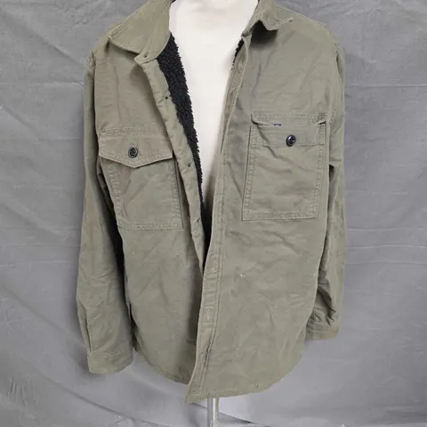 SUPERDRY SHERPA LINED JACKET IN DARK OLIVE SIZE M