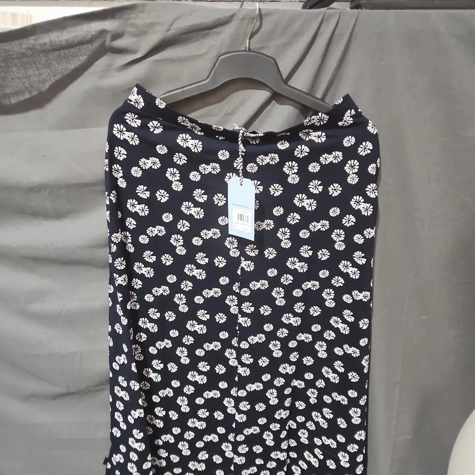 WEIRD FISH NAVY BLUE PRINTED JERSEY MAXI SHIRT, UK 14