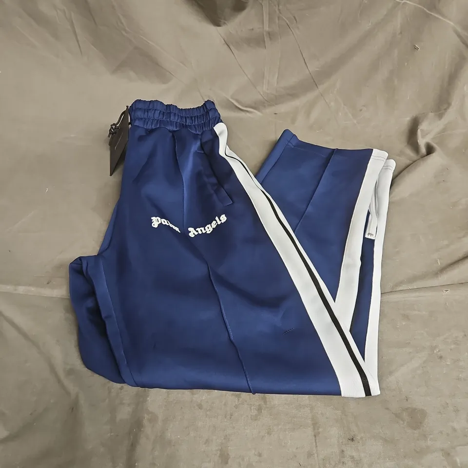 PALM ANGELS STRIPE JOGGERS IN BLUE/WHITE SIZE S