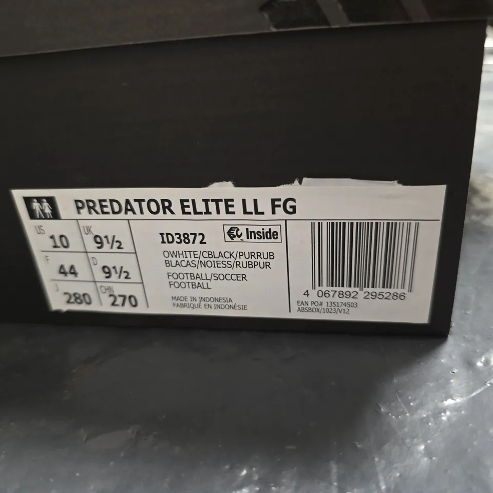 ADIDAS PREDATOR ELITE LL FG FOOTBALL BOOTS – WHITE/BLACK/RED, UK 9.5 (US 10 / EU 44)