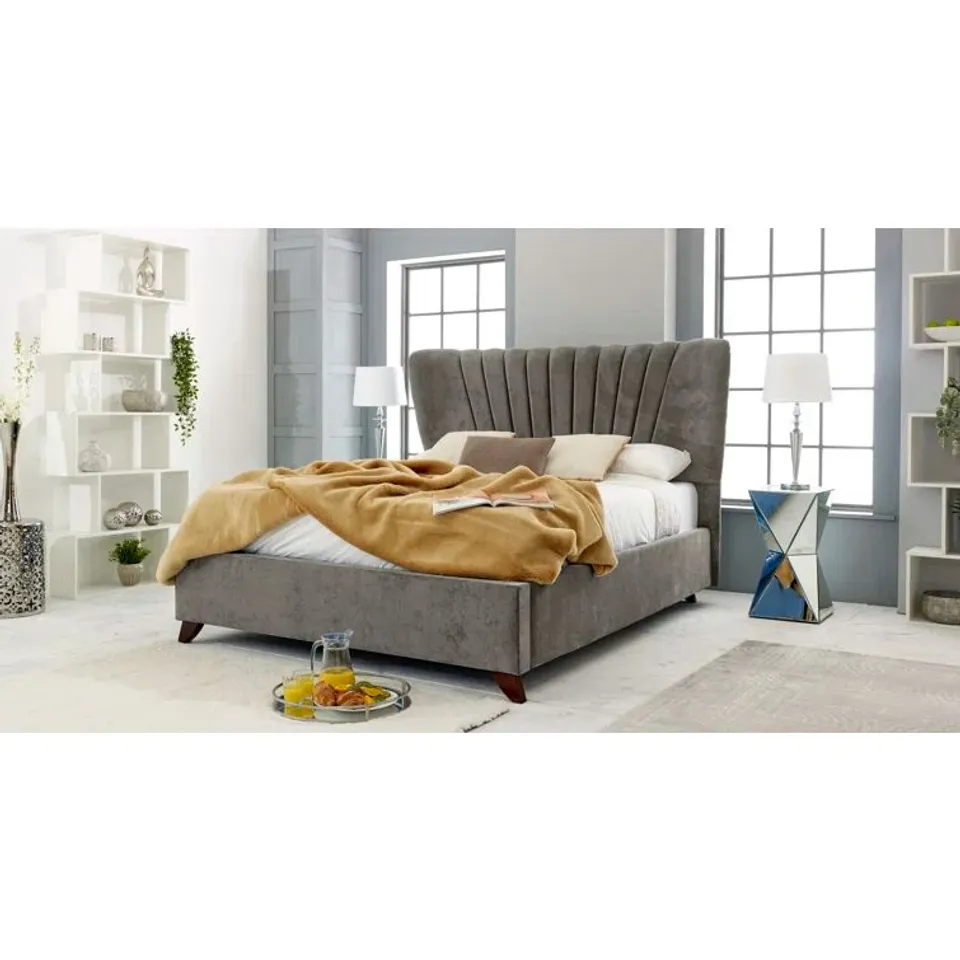 WRAPPED ACCACIA UPHOLSTERED BED FRAME // SIZE UNSPECIFIED (3 PIECES)