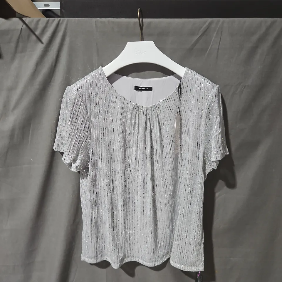 ROMAN LADIES SILVER SEQUIN TOP SIZE 20