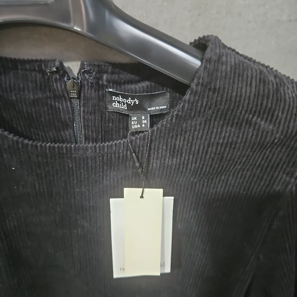 NOBODY'S CHILD BLACK CORDUROY DRESS – UK 8 (EU 36, US 4)