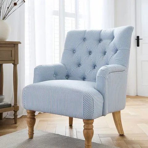 MAE STRIPE ARMCHAIR BLUE UK271 BOXED