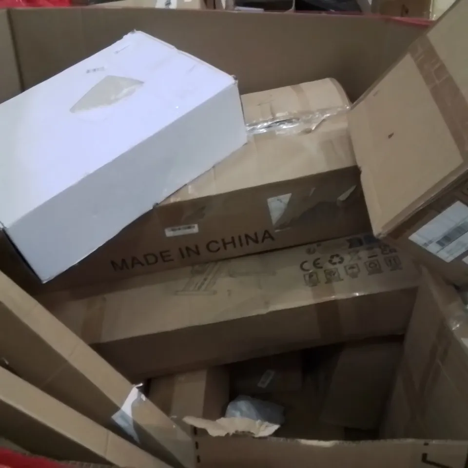 PALLET OF ASSORTED HOUSEHOLD GOODS AND PRODUCTS TO INCLUDE;CENTRIFUGAL MACHINE,52 INCH CEILING FAN LIGHT,CHANDELIER