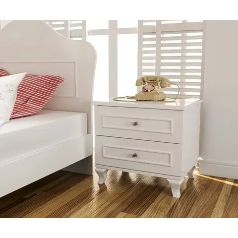 BOXED 2 DRAWER BEDSIDE TABLE