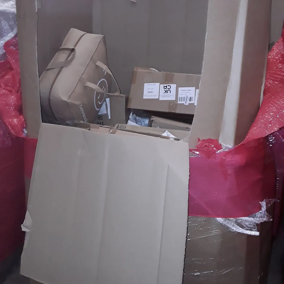 PALLET OF ASSORTED HOUSEHOLD ITEMS TO INCLUDE KIDS BALANCE BIKE AND SCOOTER, METAL DETECTOR AND CONVECTOR HEATER