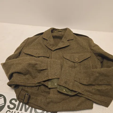VINTAGE OLIVE WOOL FIELD JACKET - SIZE UNSPECIFIED