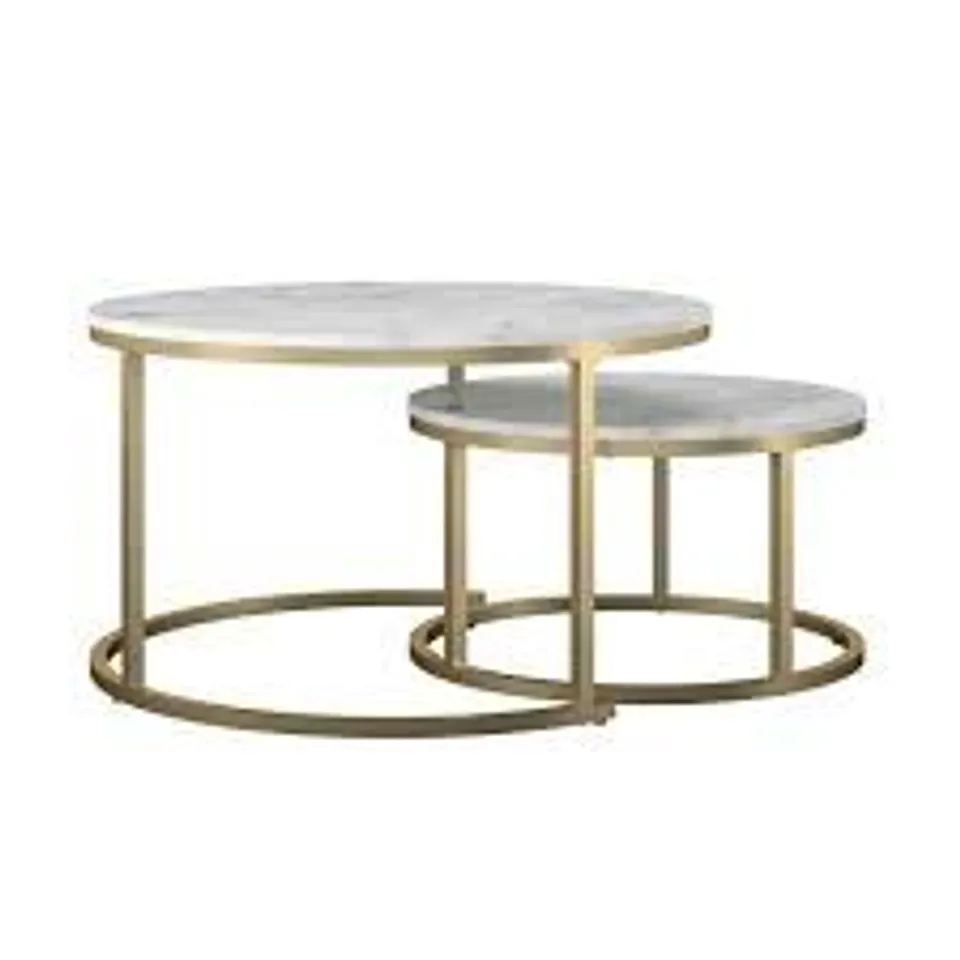 BOXED AMELIA NESTING COFFEE TABLES. WHITE MARBLE EFFECT