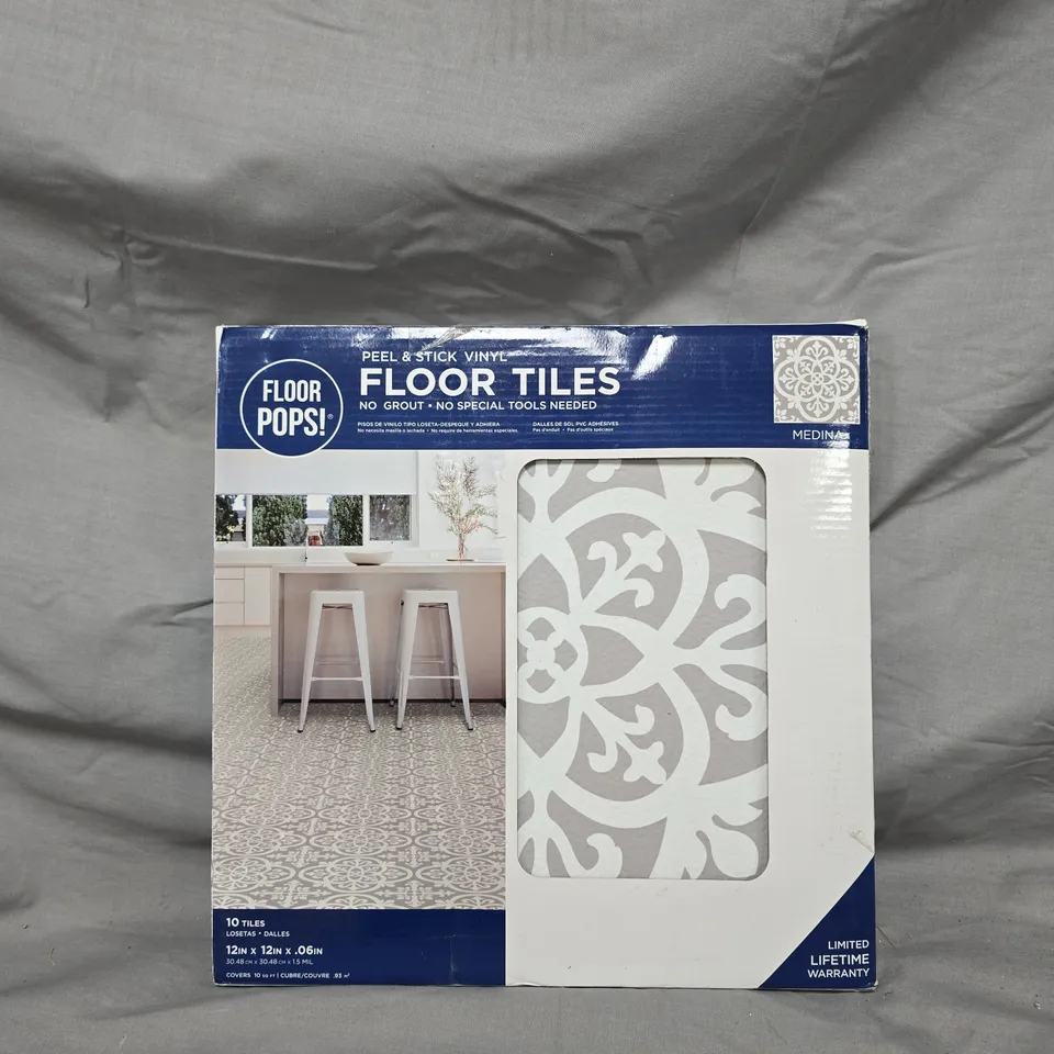 FLOOR POPS! PEEL & STICK VINYL FLOOR TILES – 10 TILES, BOXED