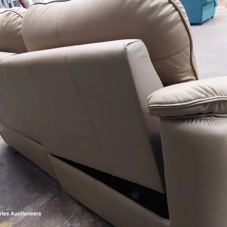 QUALITY BRITISH DESIGNER G PLAN JACKSON POWER RECLINING THREE SEATER SOFA CAMBRIDGE SAND LEATHER 
