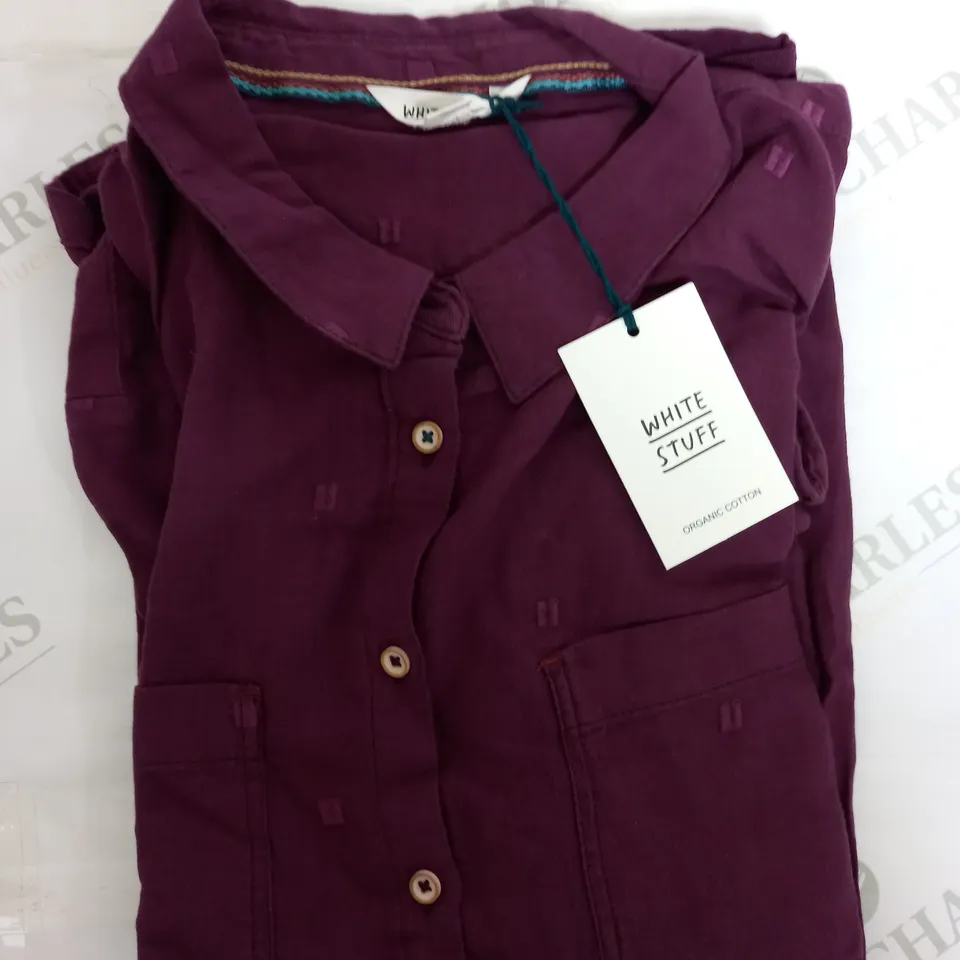 WHITE STUFF SOPHIE ORGANIC COTTON SHIRT IN PLUM - UK 12