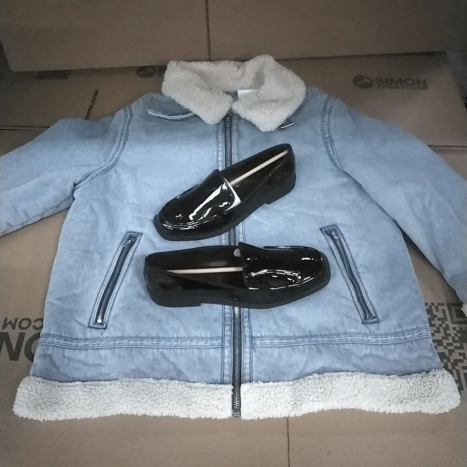 PALLET TO CONTAIN APPROXIMATELY 75 BRAND NEW DESIGNER CLOTHING ITEMS TO INCLUDE; DOLLY SHOES AND VARIOUS JACKETS ETC