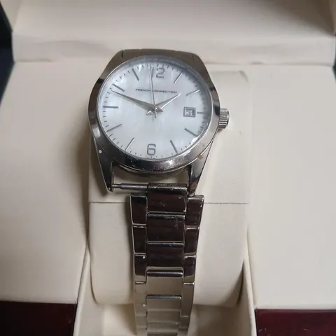FRENCH CONNECTION WRISTWATCH – SILVER-TONE STAINLESS STEEL BRACELET WITH DATE