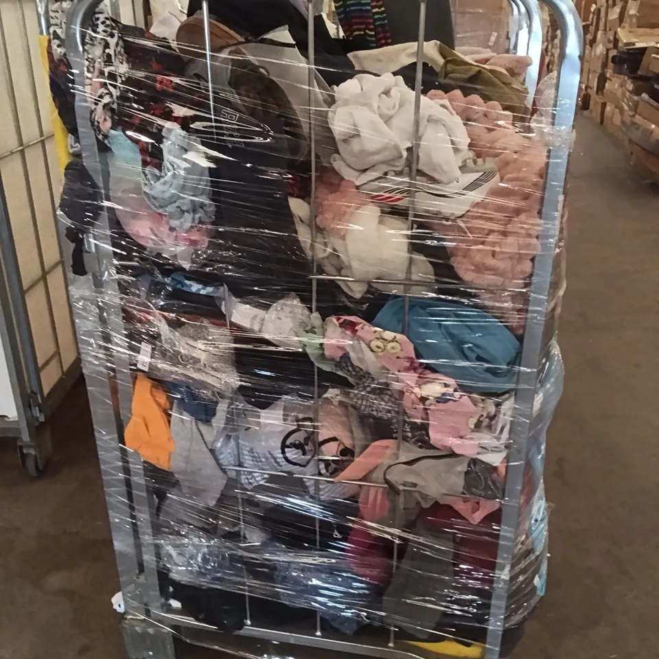 CAGE OF ASSORTED DESIGNER ASSORTED CLOTHING ITEMS ( CAGE NOT INCLUDED)