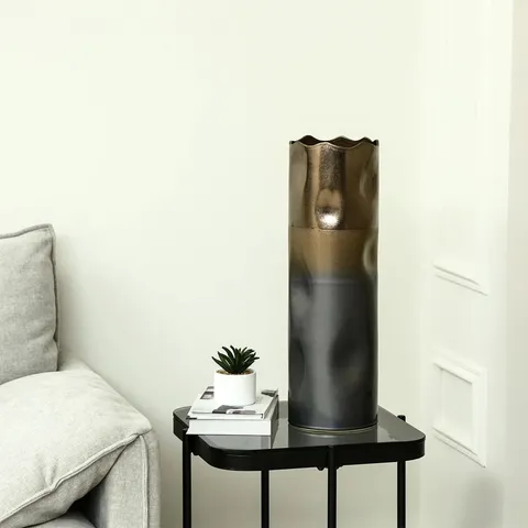 BOXED ALBIONA HANDMADE BLACK AND GOLD CERAMIC FLOOR VASE FOR LIVING ROOM