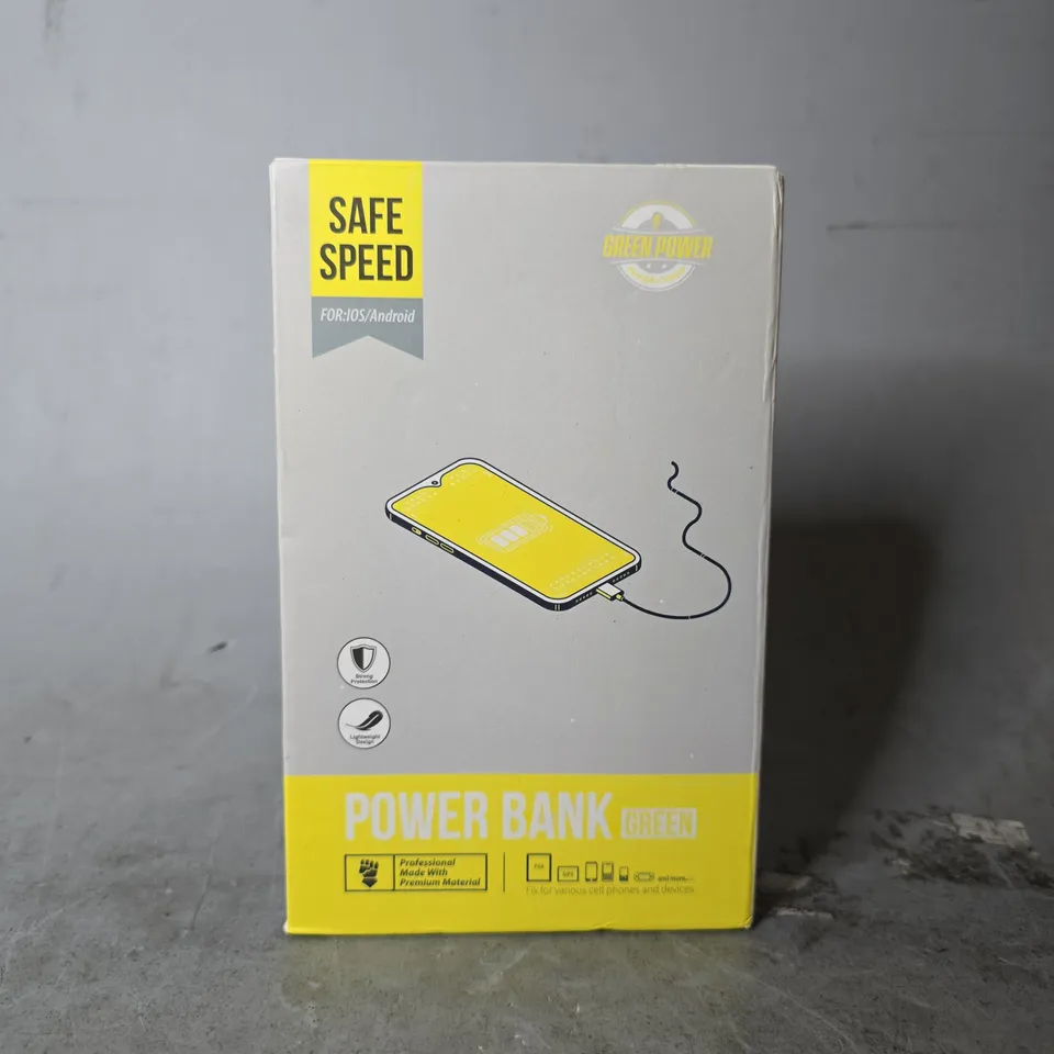 BOXED GREEN POWER SAFE SPEED POWER BANK 20000MAH