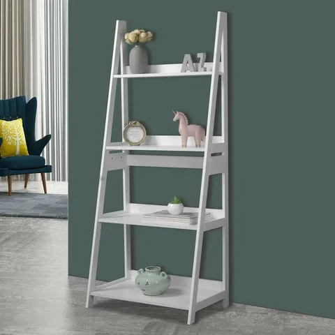 BOXED ALEXIAS LADDER BOOKCASE - WHITE (1 BOX)