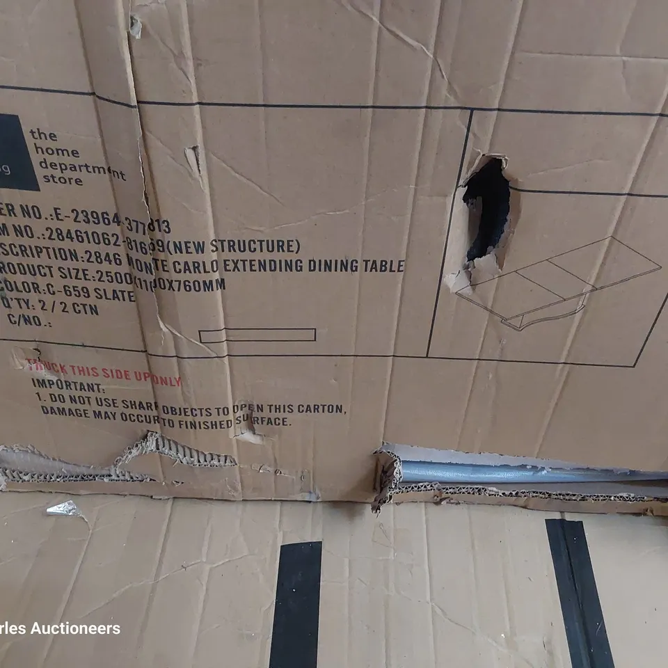 BOXED DESIGNER MONTE CARLO EXTENDING DINING TABLE SLATE 2 BOXED