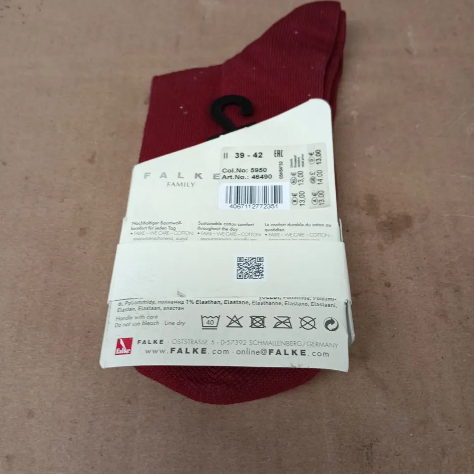 FALKE COTTON SOCKS – RED, UK 5½-8 (EU 39-42) US 8-10½