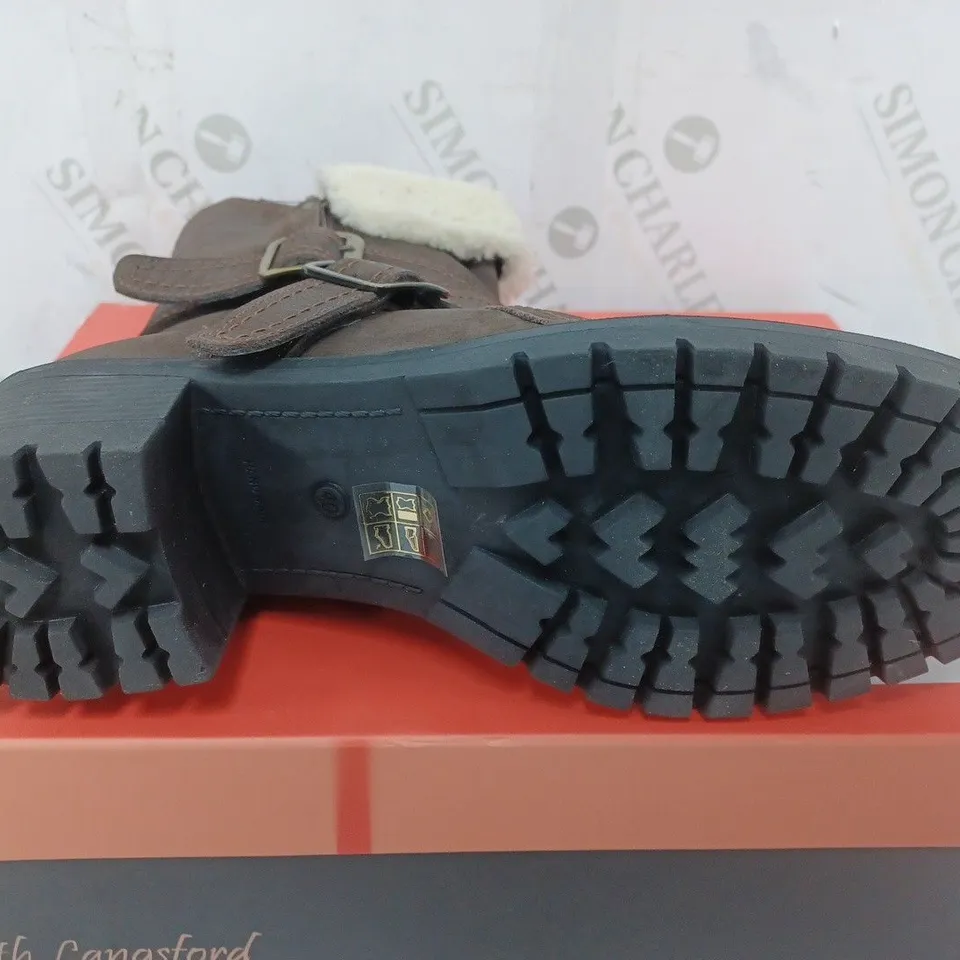 BOXED PAIR OF RUTH LANGSFORD CASUAL BOOTS, OAK - SIZE 7