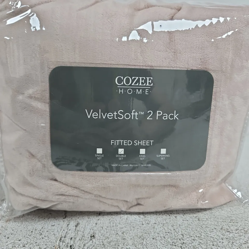 COZEE HOME SET OF 2 VELVETSOFT DEEP FITTED SHEETS DOUBLE