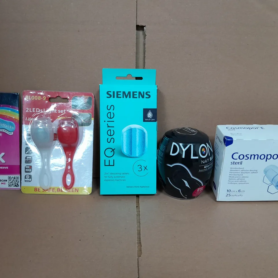 BOX OF APPROXIMATELY 11 ASSORTED ITEMS TO INCLUDE - SIEMENS EQ SERIES , 2 LEDS LIGHT SET , BLUE TACK ETC