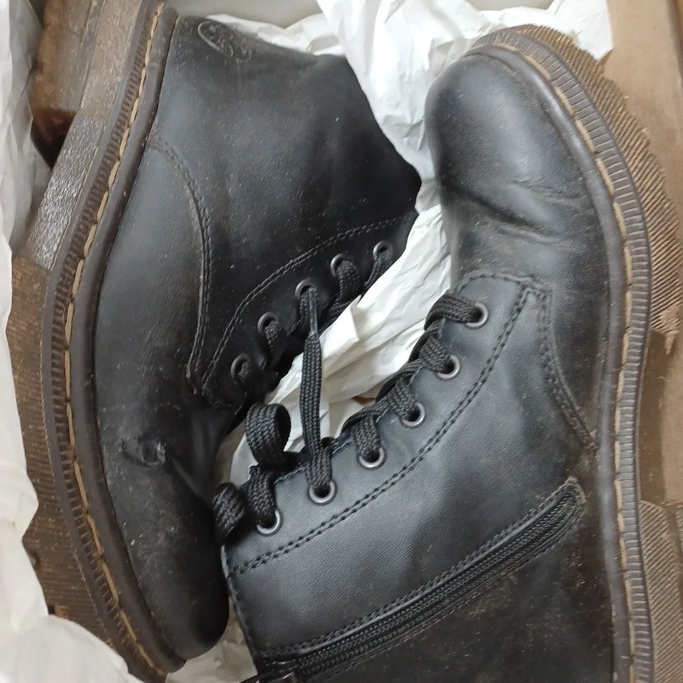 BOXED RIEKER LACE ANKLE BOOTS, BLACK - SIZE 5
