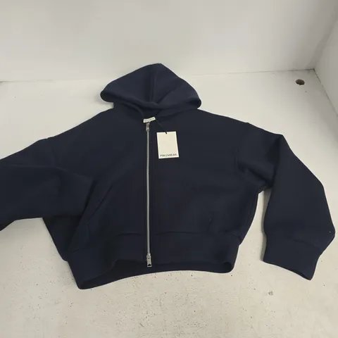 PULL & BEAR NAVY XIP THROUGH HOODIE - UK S