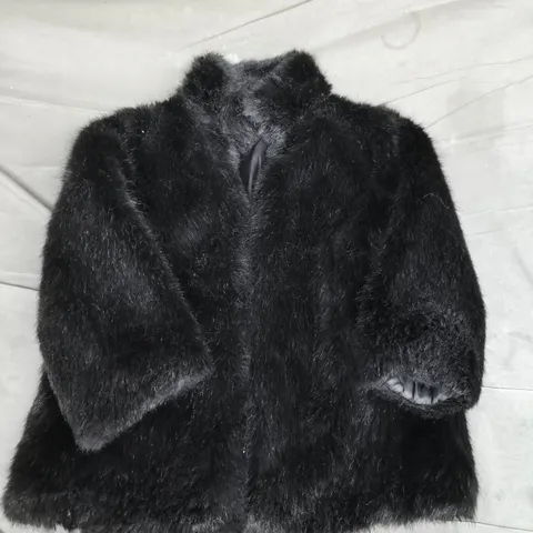 MONSOON BLACK FAUX FUR COAT – UK 10 (EU 38 / US 6)