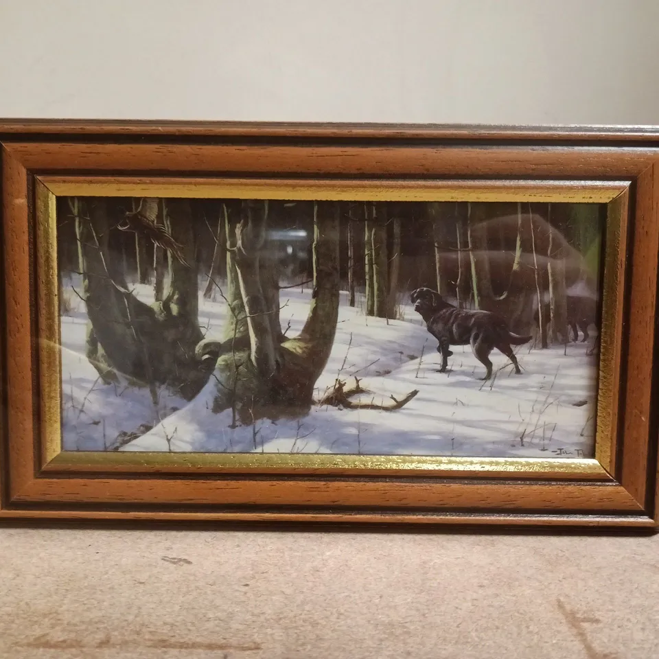 JOHN TRICKETT FRAMED LABRADORS IN THE SNOW ART PRINT