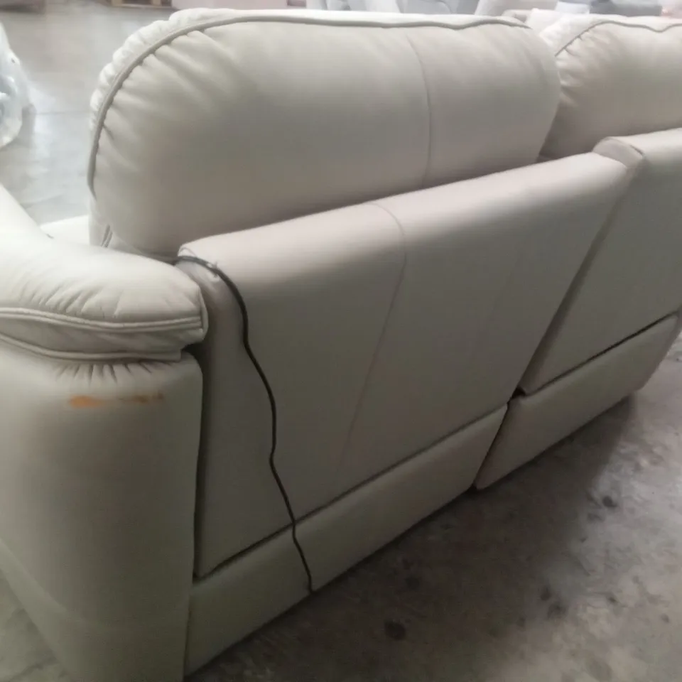 DESIGNER G PLAN MADE JACKSON 3 SEATER ELECTRIC RECLINER DBL SOFA - OXFORD PUTTY LEATHER 