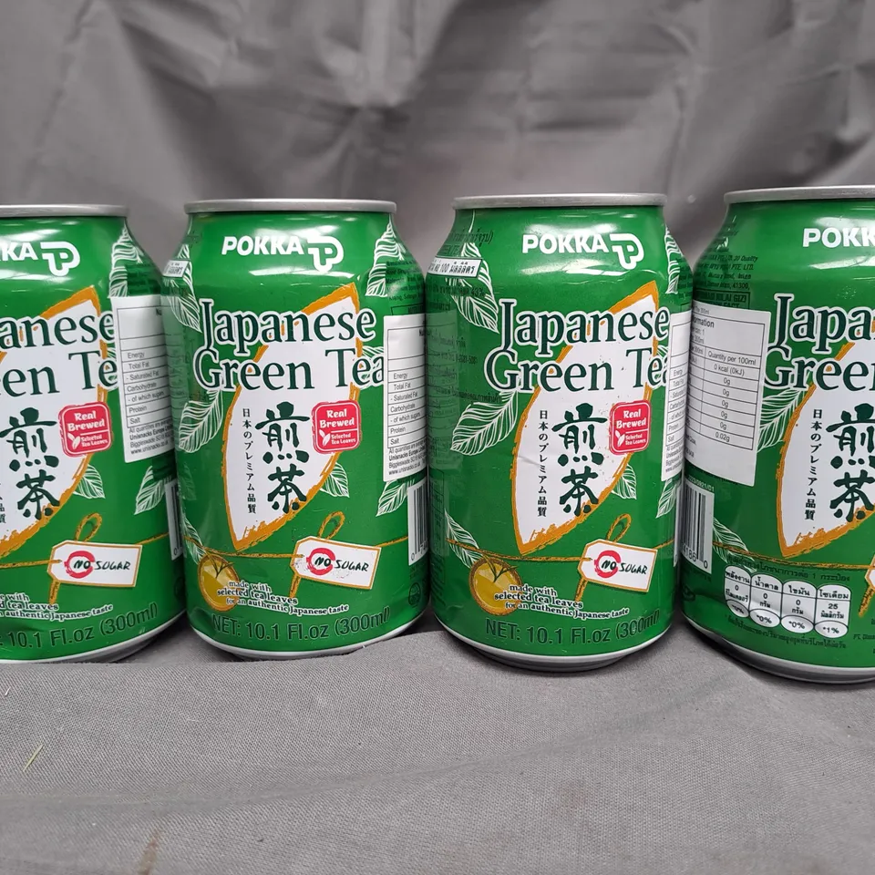 BOX OF APPROXIMATELY 20 300ML CANS OF POKKA JAPANESE GREEN TEA 