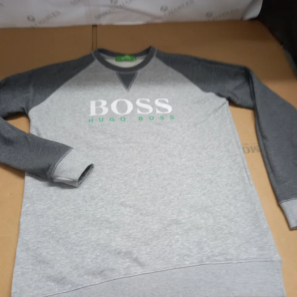 HUGO BOSS GREY CREW JUMPER - L