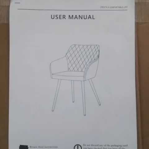 BOXED CLIPOP FAUX LEATHER DINING CHAIRS SET OF 2 CREAM