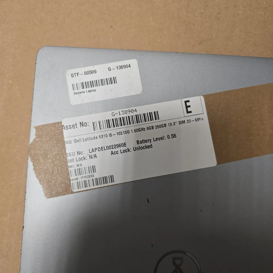DELL LATITUDE 5310 LAPTOP – I5-10210U, 8GB RAM, 256GB SSD, 13.3IN DISPLAY (KEYCAP MISSING)