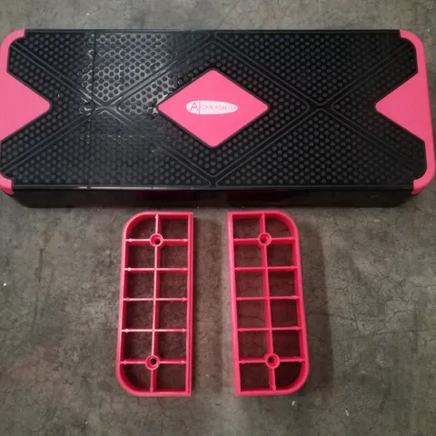 BOXED ACTIVEFOREVER 68CM ADJUSTABLE WORKOUT AEROBIC STEPPER WITH 2 ADJUSTABLE STEP LEVELS - PINK