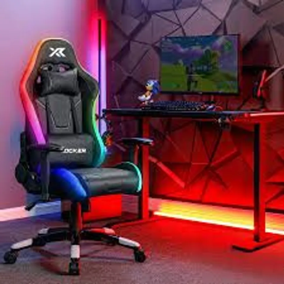 BOXED X ROCKER AGILITY JUNIOR PC OFFICE GAMING CHAIR WITH APP CONTROLLED LED LIGHTS - BLACK (1 BOX) RRP £189.99