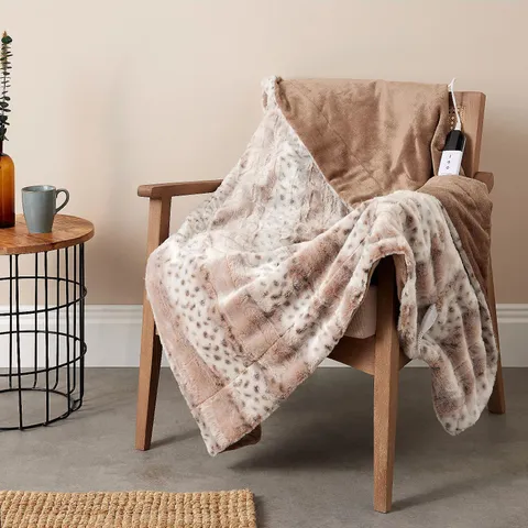 COZE HOME PRINT FAUX AND VELVET THROW