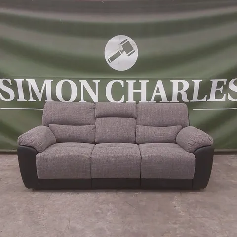 QUALITY DESIGNER SANTORI 3 SEATER FABRIC UPHOLSTERED MANUAL RECLINER SOFA