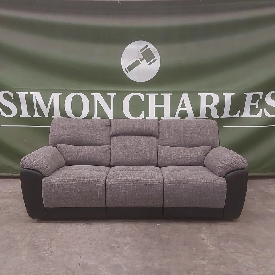 QUALITY DESIGNER SANTORI 3 SEATER FABRIC UPHOLSTERED MANUAL RECLINER SOFA