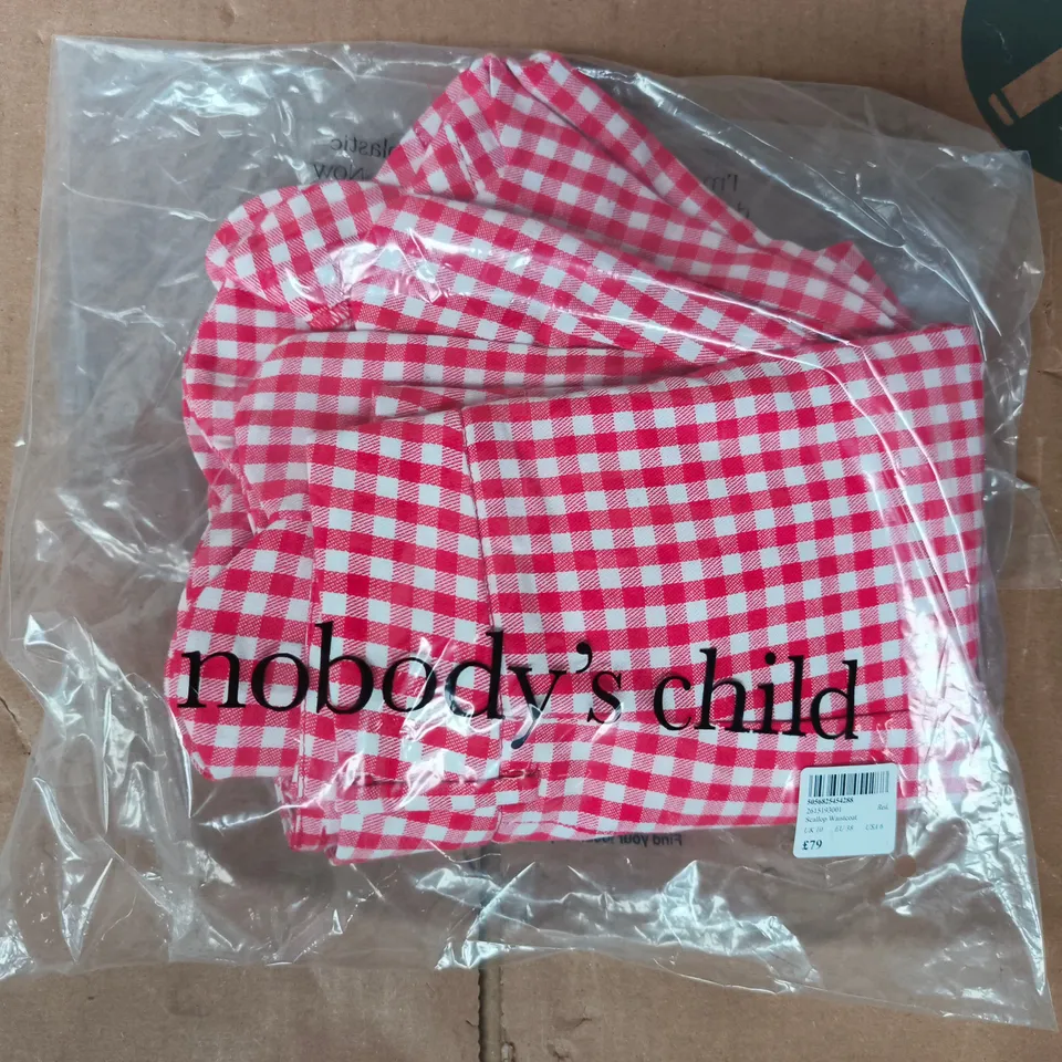 BAGGED NOBODY'S CHILD SCALLOP WAISTCOAT IN RED/WHITE CHECK SIZE UK 10