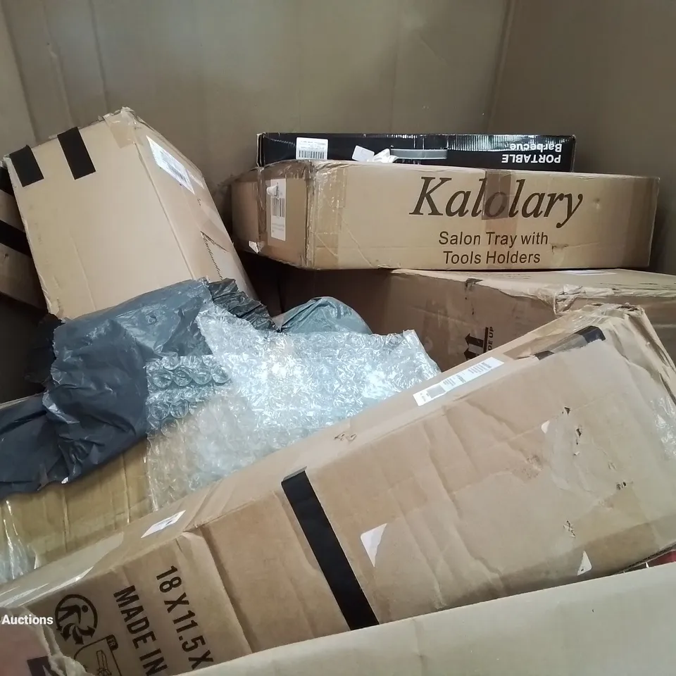 PALLET OF ASSORTED ITEMS INCLUDING DEHUMIDIFIER, CEILING FAN, ADJUSTABLE HEIGHT SPEAKER STANDS, PUZZLE BOARD