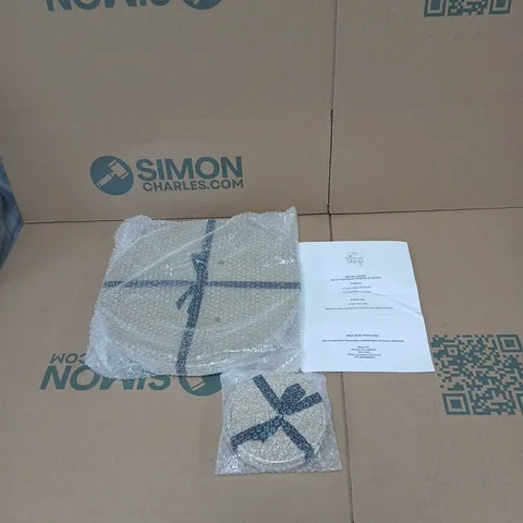 BOX OF 12 X DINING SET OF 4 ROUND GLITTER PLACE MATS & 4 MATCHING COASTERS - GOLD BOXED