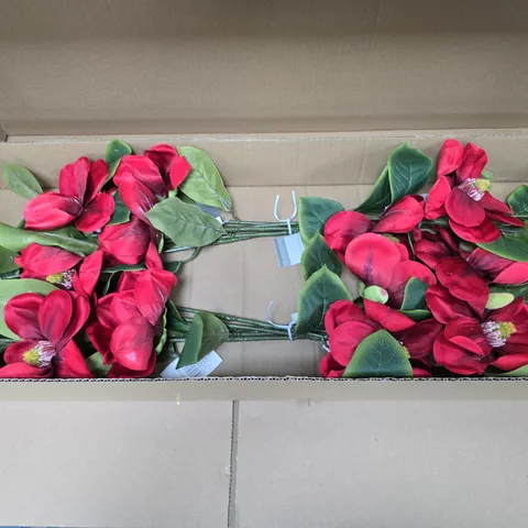 BOX OF APPROXIMATELY 12 GISELA GRAHAM RED FAUX FLOWER ARRANGEMENTS