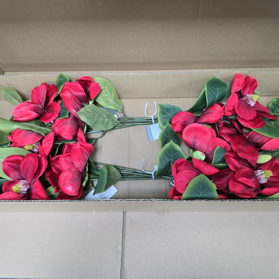 BOX OF APPROXIMATELY 12 GISELA GRAHAM RED FAUX FLOWER ARRANGEMENTS