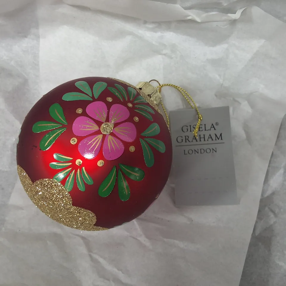 SET OF 12 GISELA GRAHAM DECORATIVE RED BAUBLES