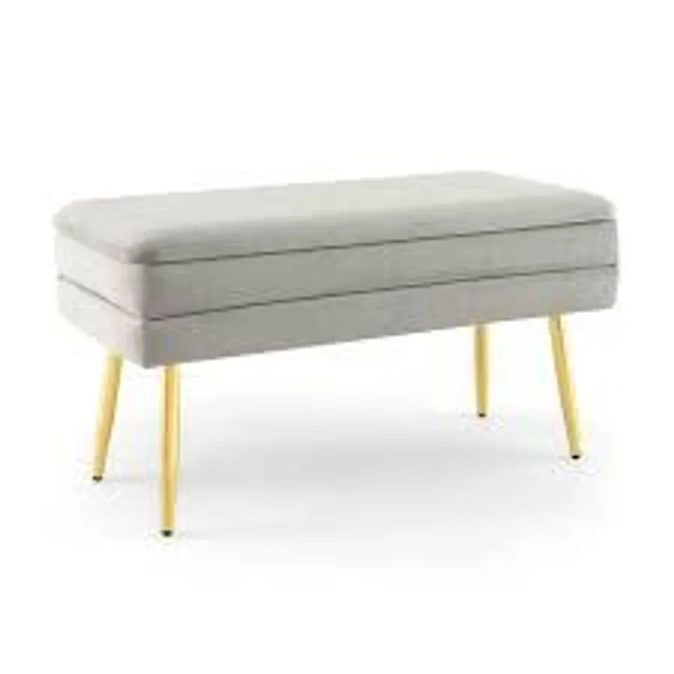 BOXED COSTWAY VELVET UPHOLSTERED STORAGE BENCH WITH REMOVABLE TOP - GREY