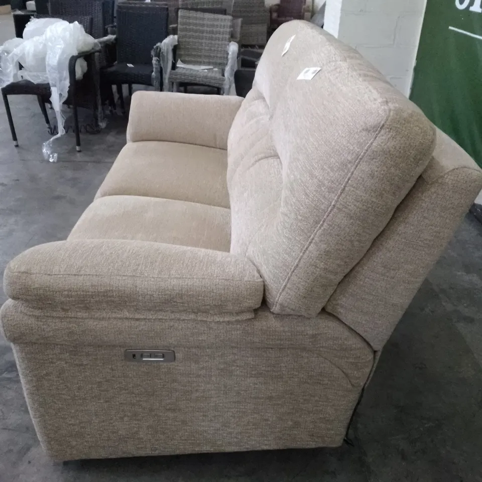 QUALITY DESIGNER G-PLAN SEATTLE 2.5 SEATER ELECTRIC RECLINER DBL SOFA - BOUCLE JUTE FABRIC